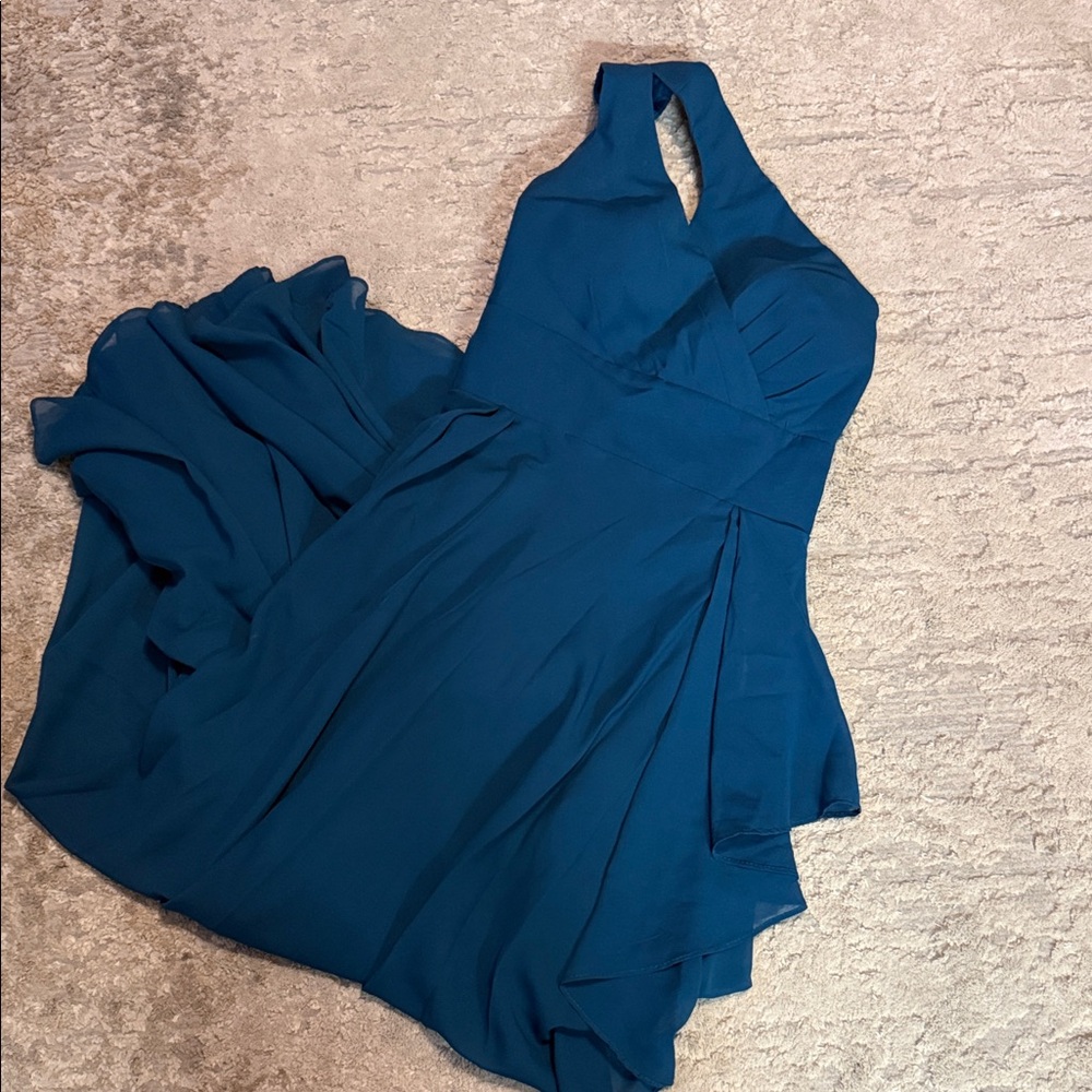 Elegant Blue Halter Dress